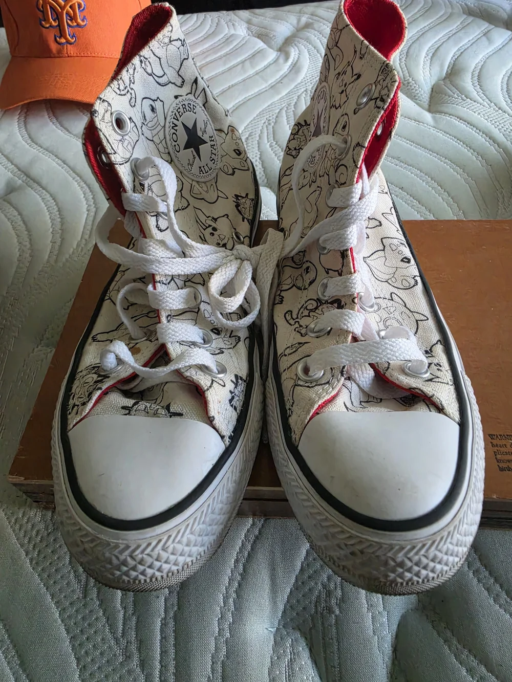Converse Kids High Top Sneakers in White with Red Interior